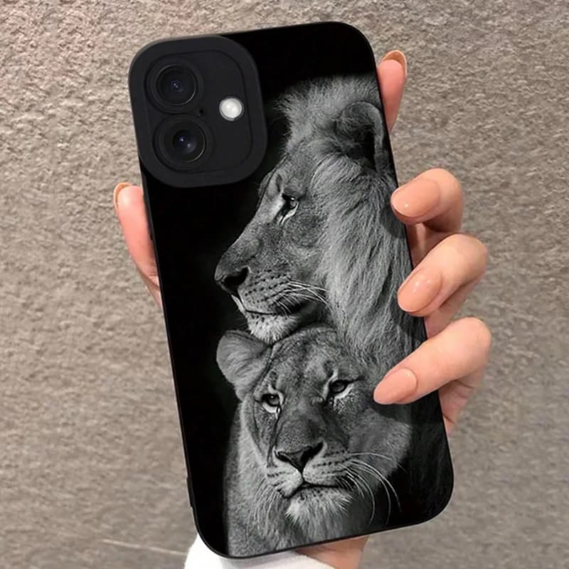 Phone Case with detailed colored lion print and perforated iPhone 17 16 15 14 Pro Max 13 12 11 XS X XR 7 8 Plus 16E 17 Air Cover