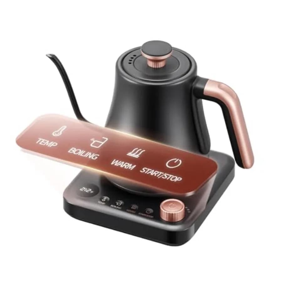 Bollitore Elettrico a Collo d'Oca: Bollitore Elettrico da 1000W con Controllo della Temperatura, 0,8L in Acciaio Inossidabile, Bollitore per Tè a Collo d'Oca