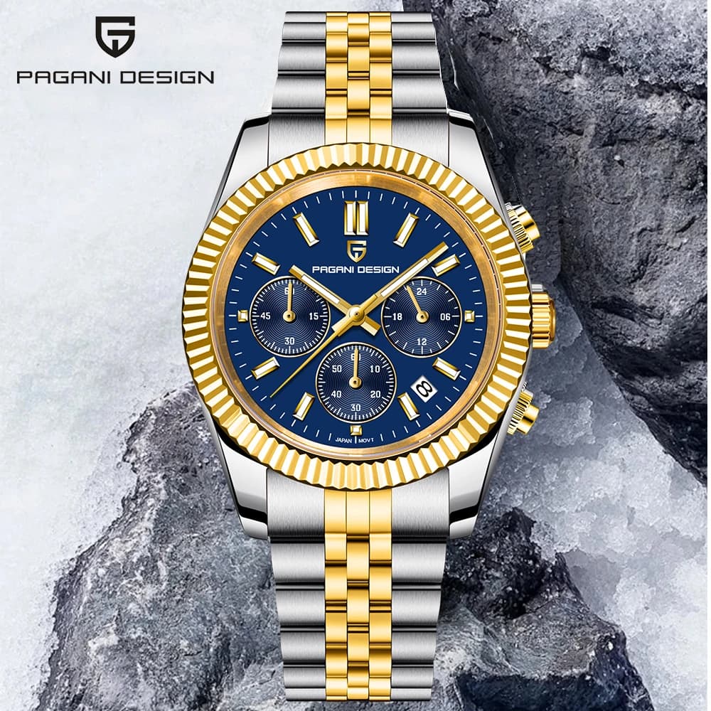 PAGANI DESIGN 2025 New VD53 luxury men's quartz watch 40MM stainless steel sapphire waterproof 50m bright C3 relojes para hombre