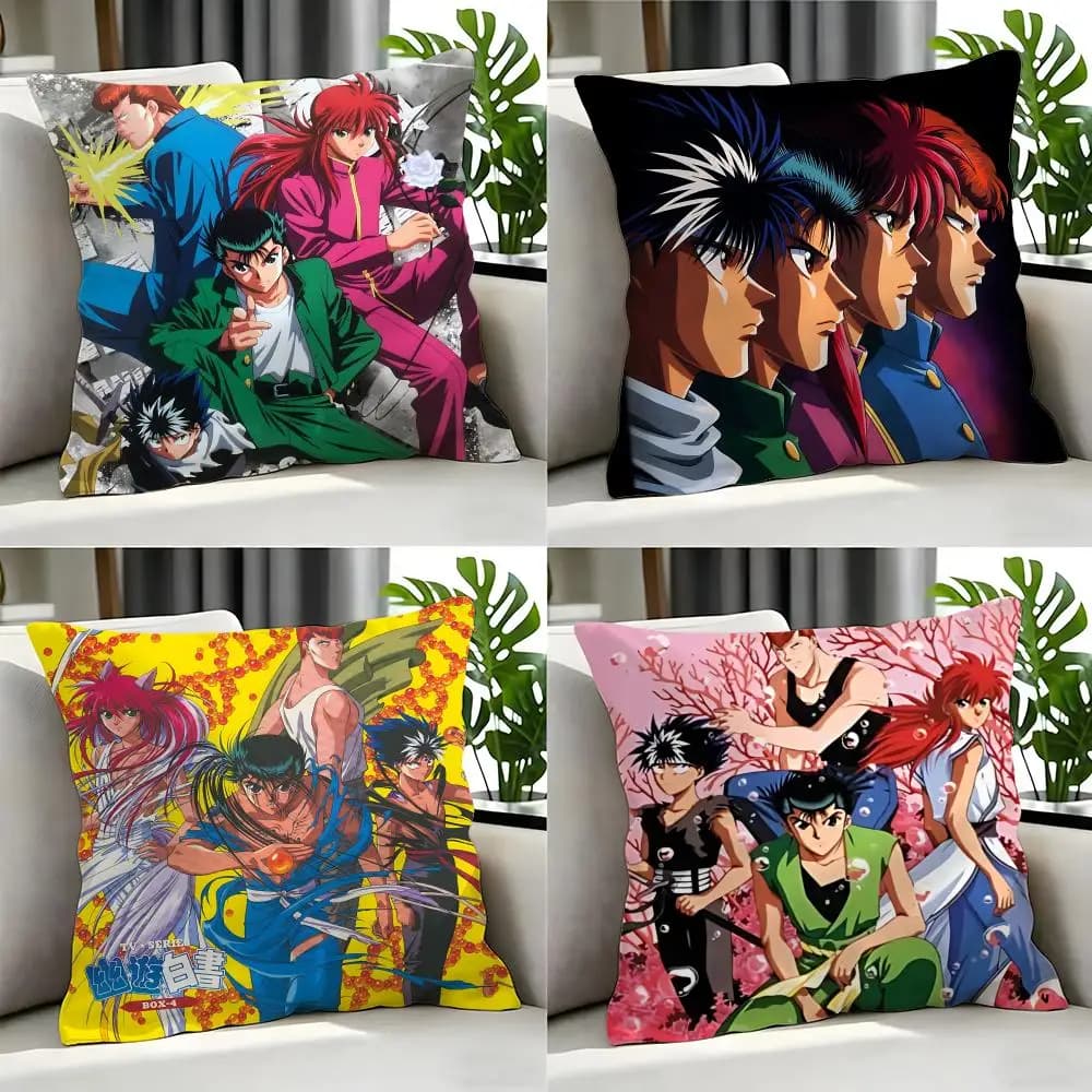 anime Yu Yu Hakusho Cushion Cover Cushion Cover Set 4Pcs 50x50 45x45 40x40 Pillowcase Decorative Sofa Home Decor
