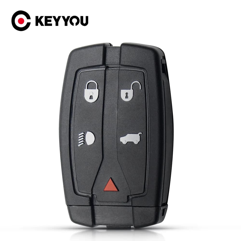 KEYYOU Custodia per chiave di ricambio Shell per Land Rover Freelander 2 Discovery Chiave per auto intelligente remota Fob 5 pulsanti Lama non tagliata
