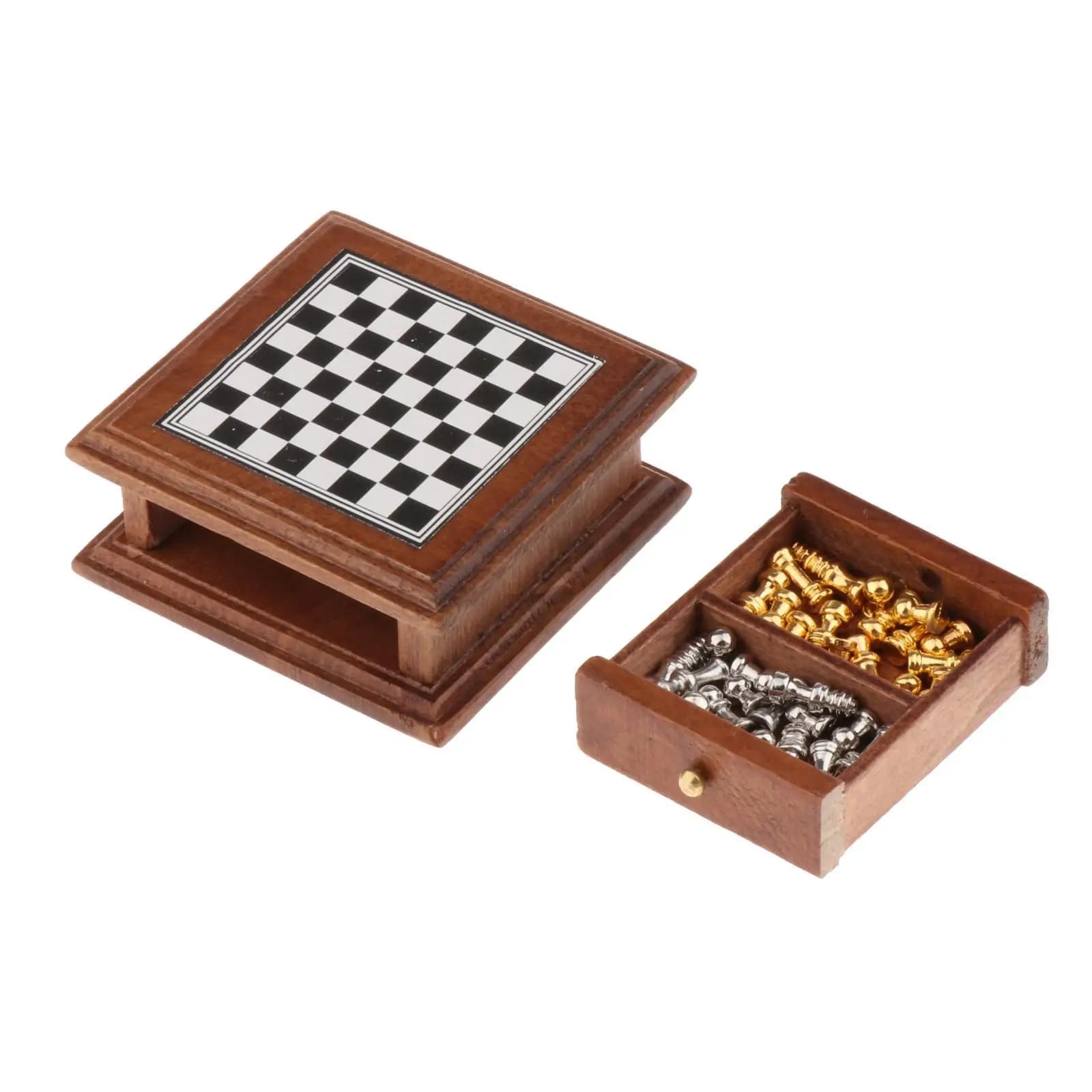 1:12 Scale Dollhouse Miniature Chess Set Board Toys Chess Games Home Room Dollhouse Toy