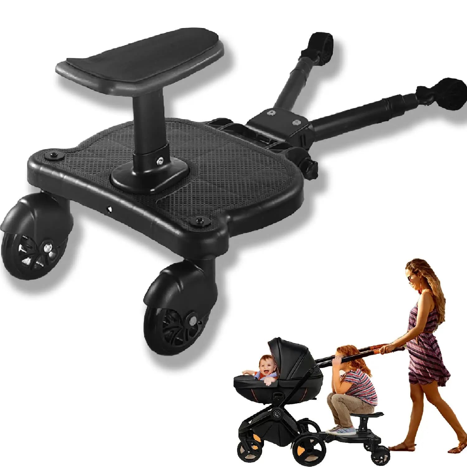 Migliora il tuo passeggini con una tavola da passeggino 2 in 1 per sedersi e in piedi per il secondo bambino - Compatibile con la maggior parte dei passeggini