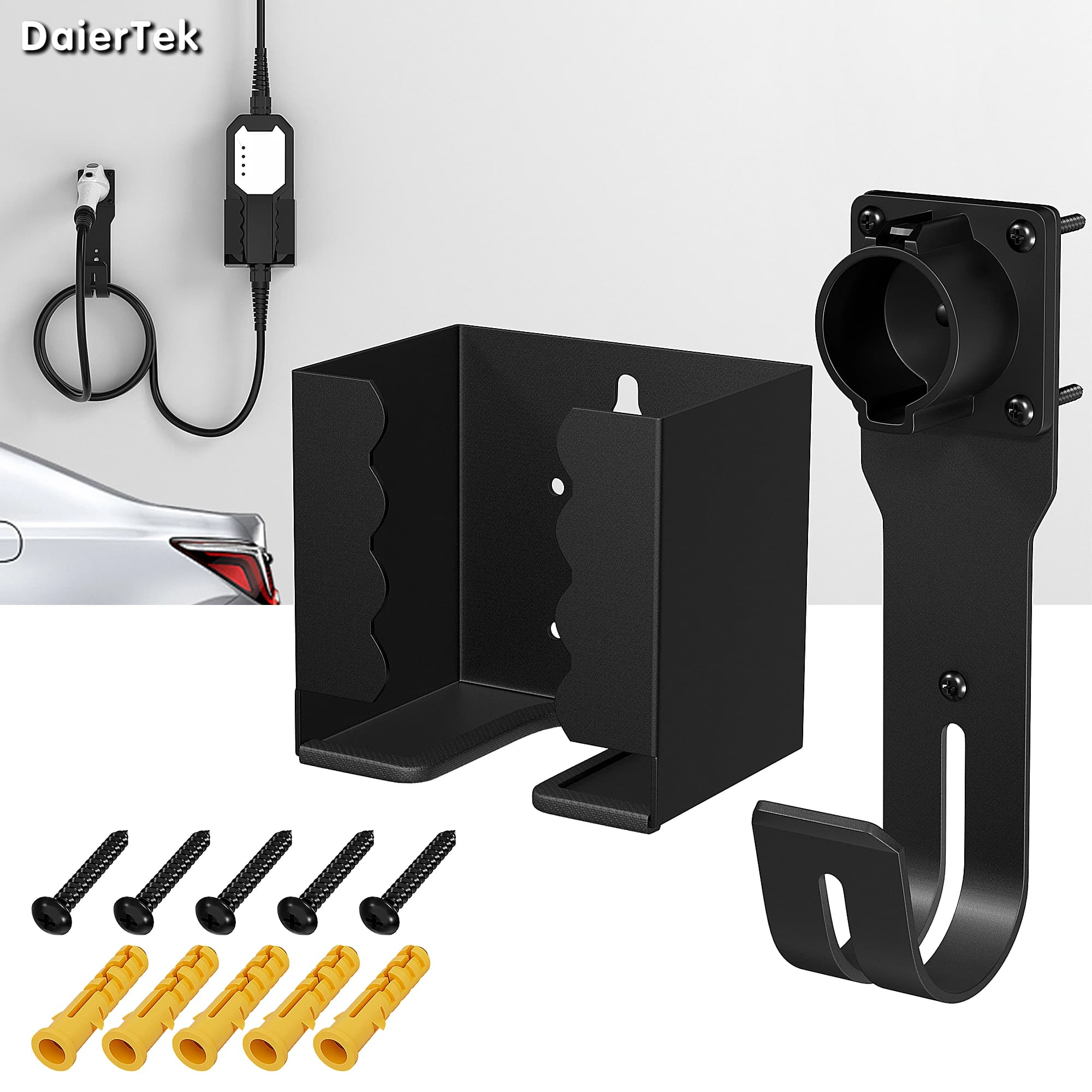 EV Charger Holder Kit di montaggio a parete EV Charger Holster Dock per SAE J1772 connettore J-Hook EV Charger Cable Holder EV Charging Box