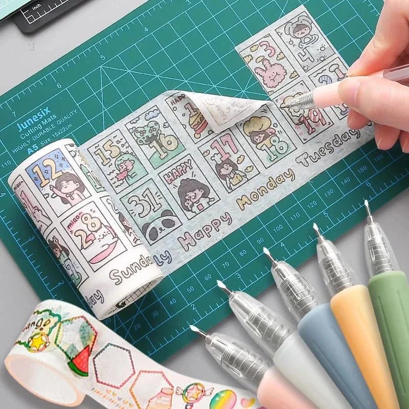 Set di 2 coltelli multiuso artistici con ricariche, taglierino per scatole, strumento per tagliare carta, utensili per artigianato, taglierino di precisione per adesivi e nastro Washi