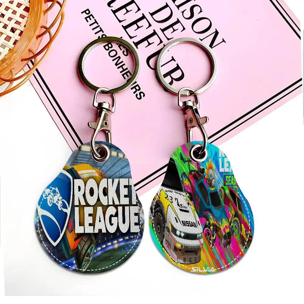 Rocket League Fashion PU Water Shaped Keychain for Women's Car Key Chain for Home Bag with Car Pendant Gift