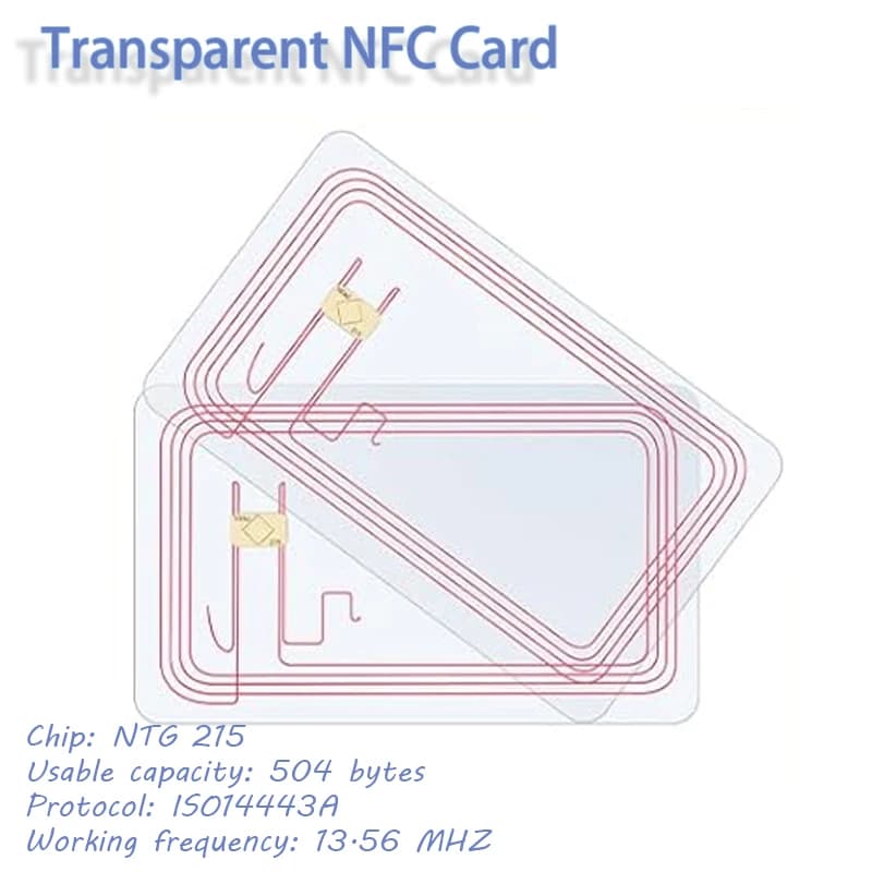 Scheda NFC trasparente Tag NFC vuoti Tag NFC programmabili riscrivibili NFC 215 Tag NFC Carta trasparente compatibile con Amiibo