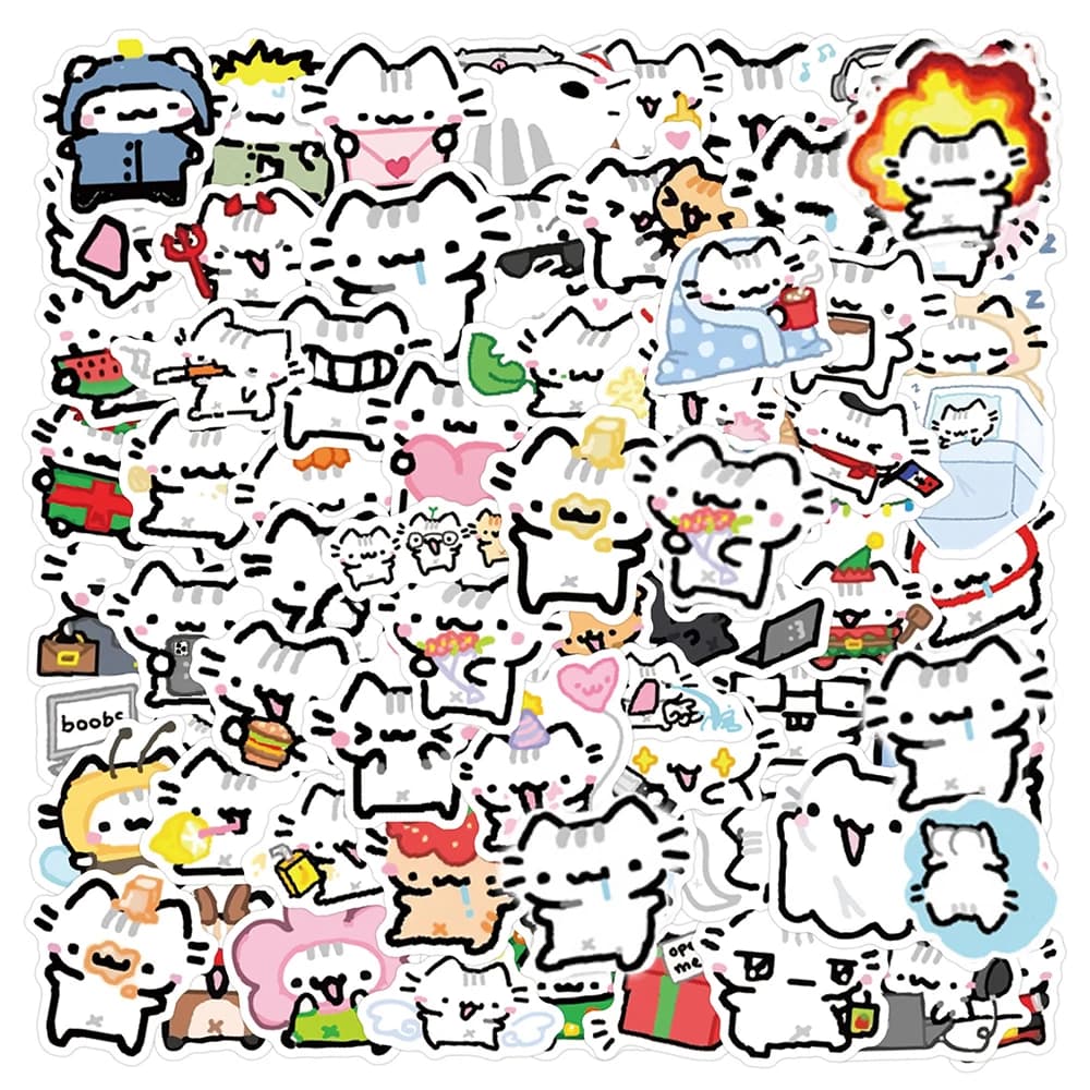 10/30/90 Pezzi Adesivi Carini a Forma di Gatto Pokky, Decalcomanie Graffiti Fai-da-Te per Laptop, Frigorifero, Valigie, Quaderni, Decorazioni e Giocattoli
