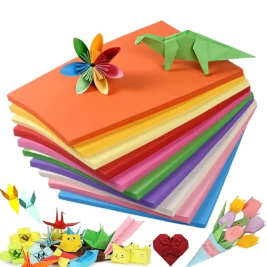 Carta Colorata A4, 100 Fogli, Carta per Artigianato e Arte, Carta Sottile per Origami, Carta da Costruzione per Scuola, Ufficio e Forniture Scolastiche