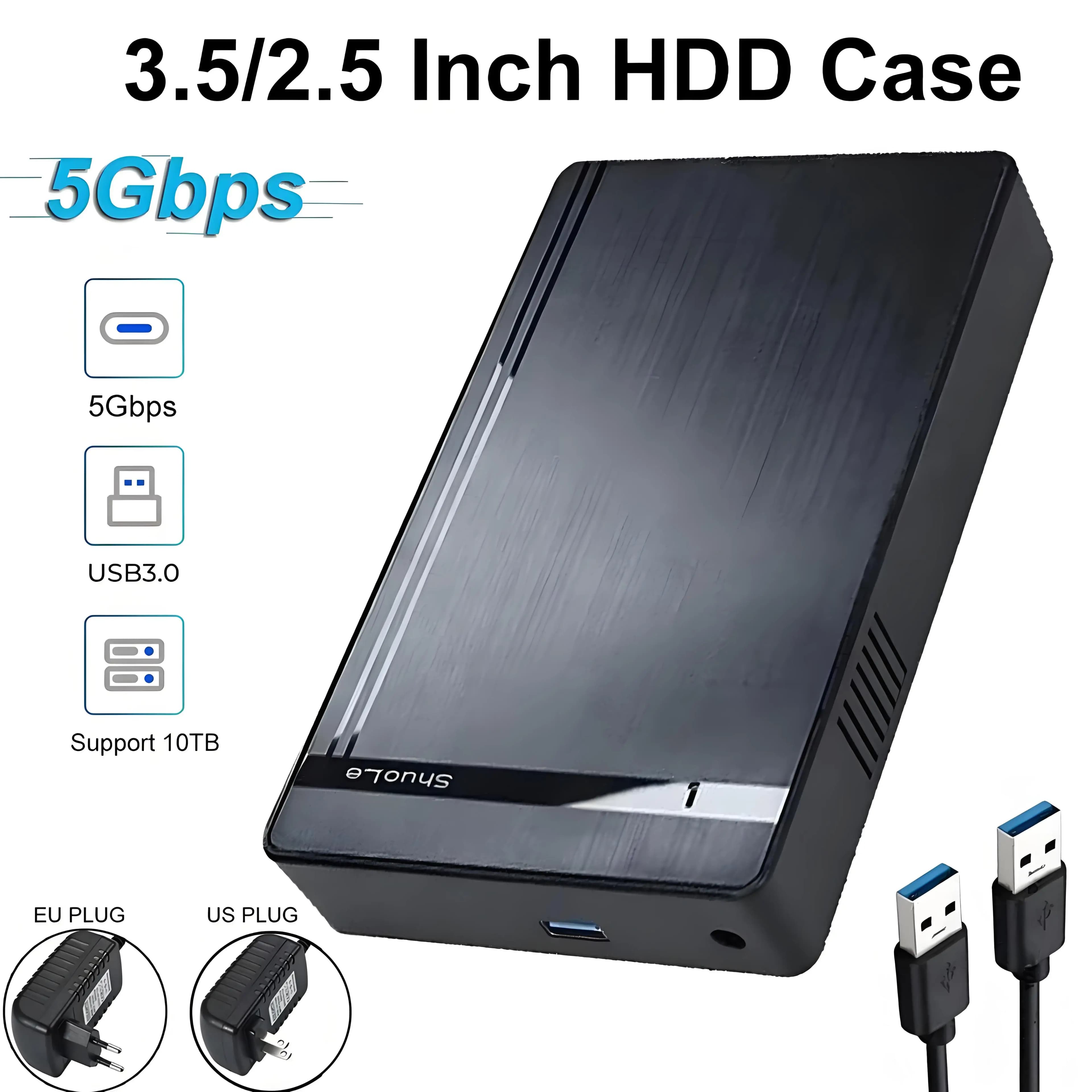 Custodia per HDD da 3,5/2,5 pollici Adattatore da SATA a USB 3.0 Custodia per disco rigido esterno Adattatore ad alta velocità per PC Laptop HDD Box Case