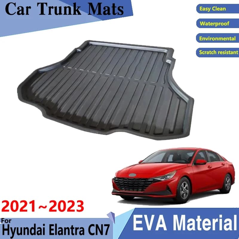 Tappetini per auto per Hyundai Elantra CN7 2021 2022 2023 Vassoio di carico per auto Tronco Organizer Tappetini posteriori Accessori Materiale EVA Cuscinetti in pelle