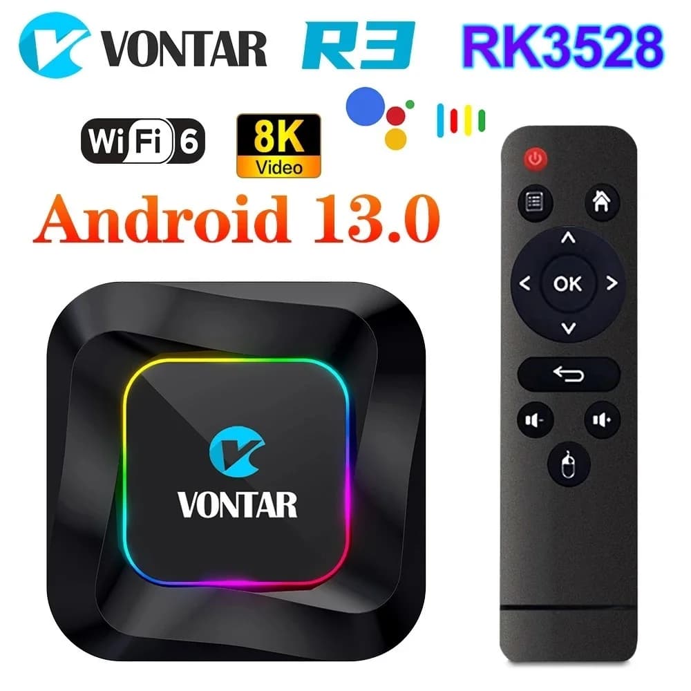 VONTAR R3 TV Box Android 13 Rockchip RK3528 Quad Core Cortex A53 Supporto 8K Video BT Wifi6 Google Lettore multimediale vocale Set Top Box