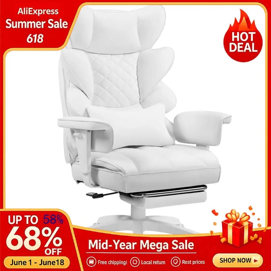 Large and High Office Chair with Packed Spring Bearing, Computer Gaming Chair with High Back, Adjustable and Customizable Arms