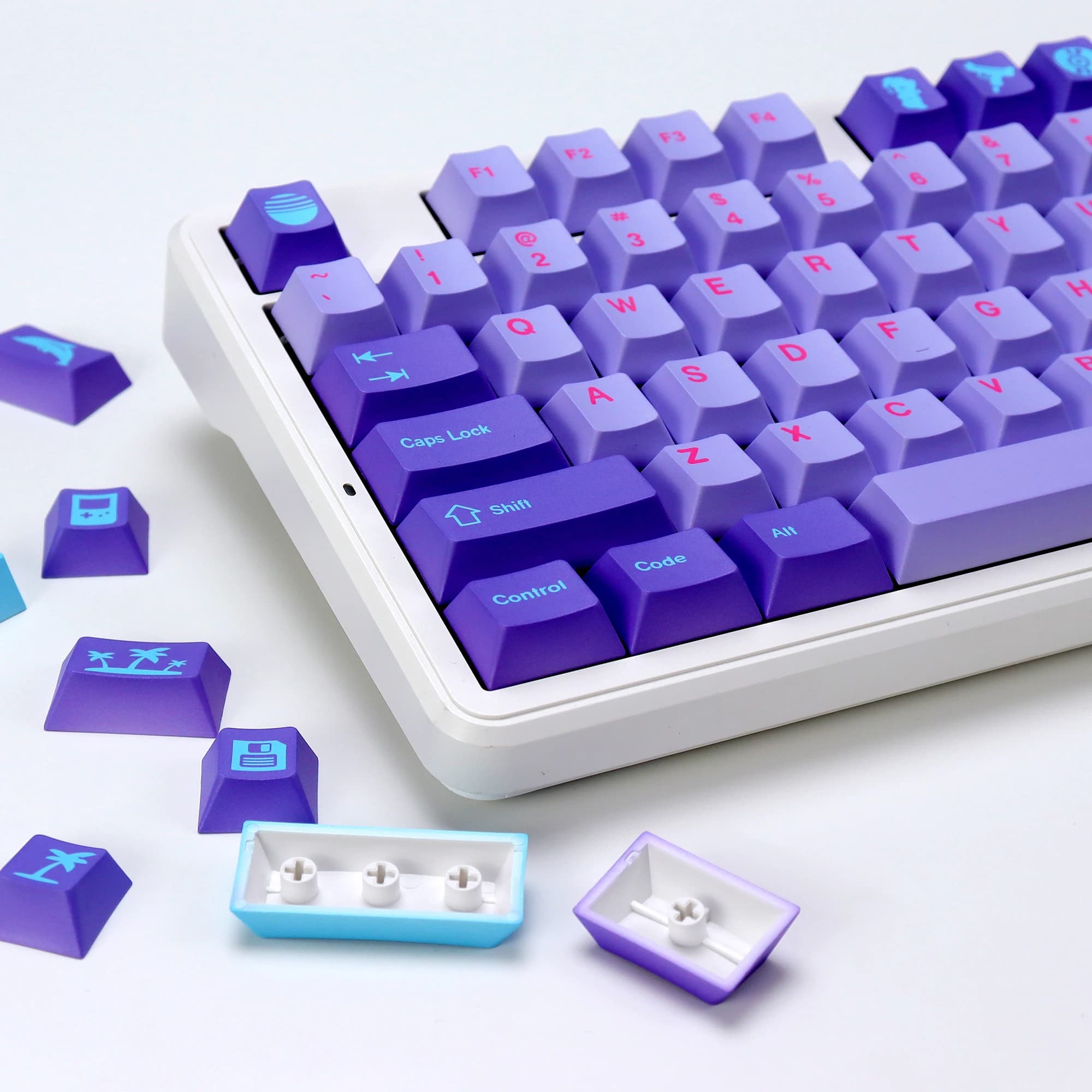 KBDiy Clone GMK Keycap Retro Vaporwave Viola PBT Cherry Profilo Alice Split Space ISO Keycaps Per aula F75 Tastiera Meccanica