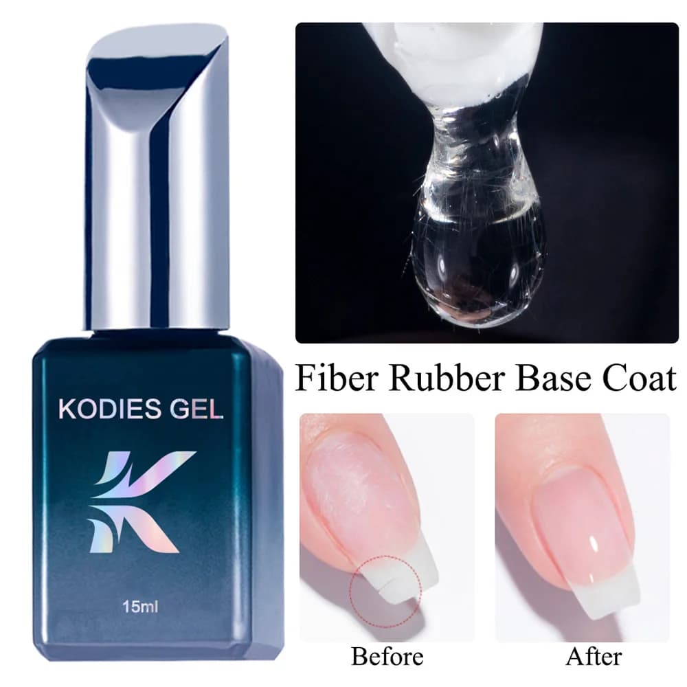 KODIES GEL Nuovo gel base in fibra di gomma per unghie rotte Smalto gel da costruzione trasparente in fibra di vetro riparato Tutto per manicure