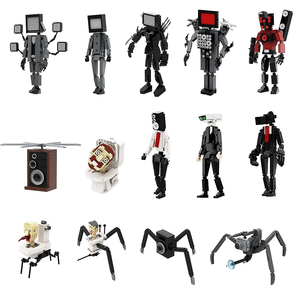 MOC Skibidi Toilet Man vs Monitor Building Blocks The Audio e Camera Man Toys For Children regalo di compleanno di natale
