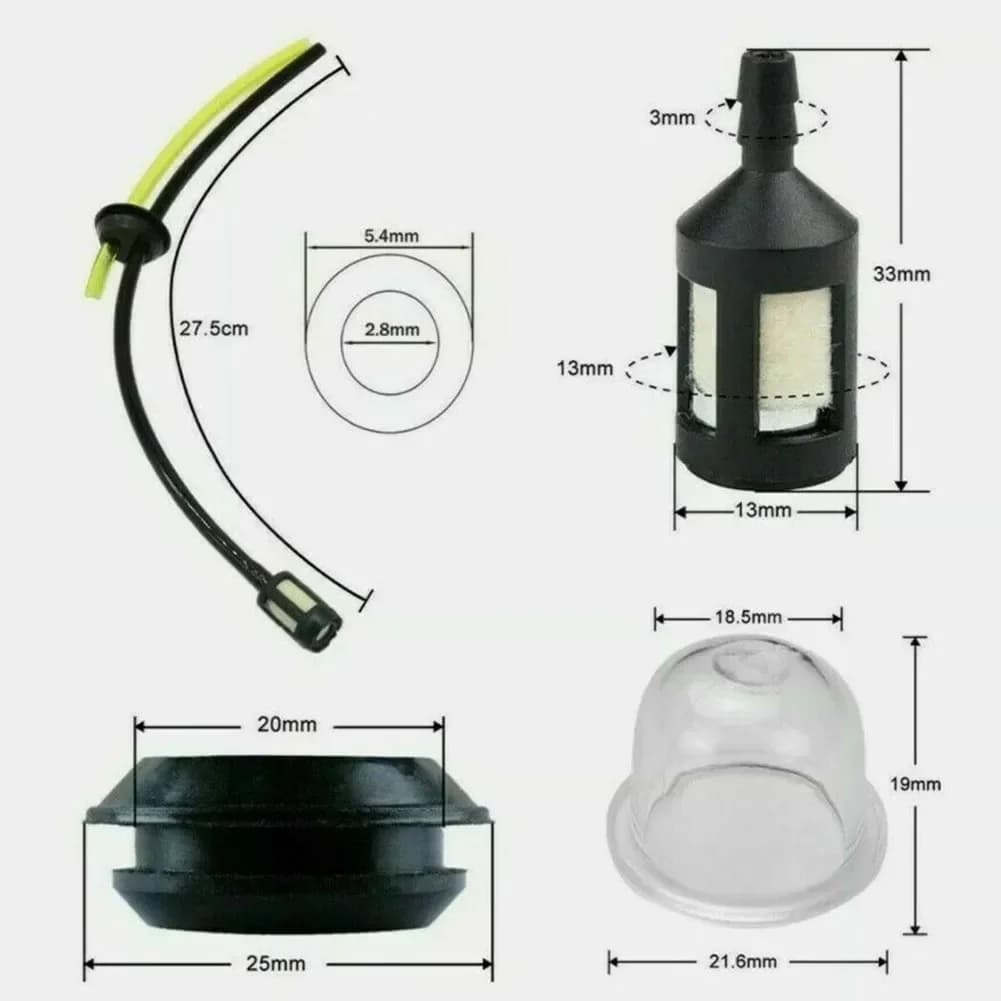 4 pcs/set Fuel Pipe Filter Primer Tank Fuel Sealing Ring Detachment Kit Detachmentator Motosega Gasoline Lawnmowers Gardening Tools
