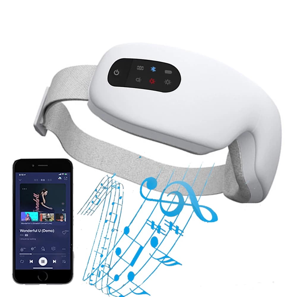 Massaggiatore per occhi con calore Dispositivo intelligente per la cura degli occhi con musica per l'emicrania Rilassa Riduce la tensione degli occhi Cerchi scuri Borsa per gli occhi Migliora il sonno