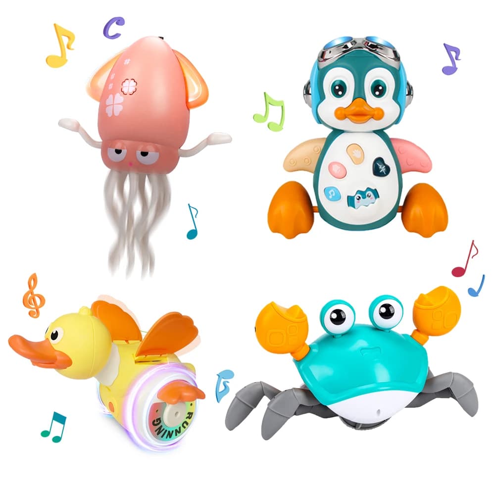 Giocattoli elettronici per animali domestici per bambini Danza Anatra e polpo Pinguino musicale Giocattoli striscianti per bambini Giocattoli interattivi per bambini Regali per il tempo della pancia