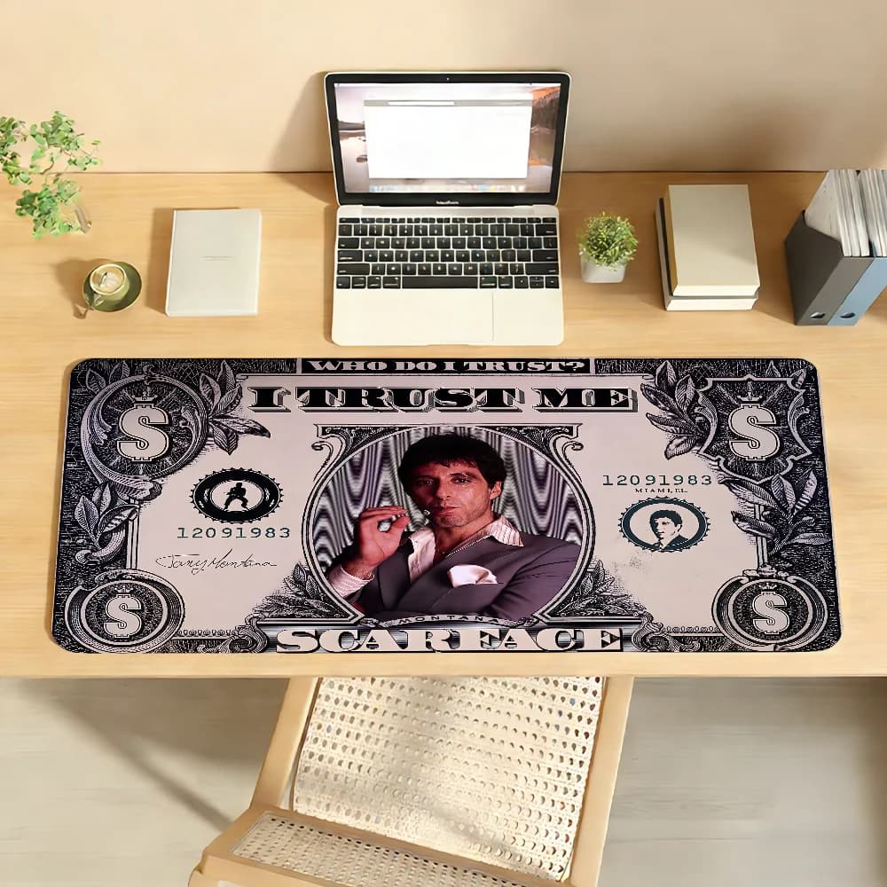 Tappetino per mouse Movie S-Scarface, antiscivolo con bordo bloccabile, per PC, laptop, accessori da ufficio, tastiera in gomma, tappeto XXL grande per gaming