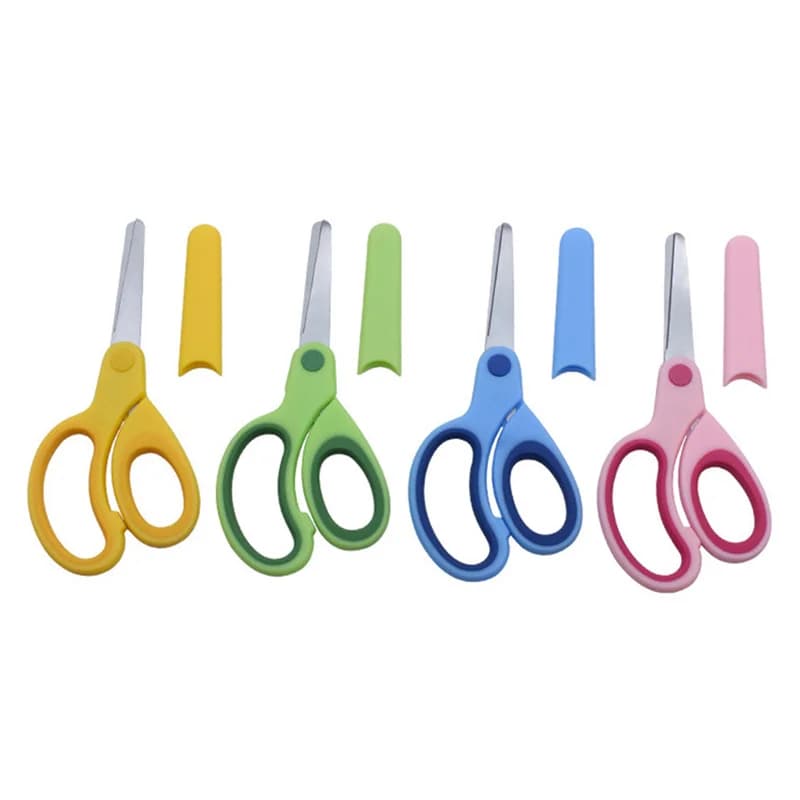 Forbici di sicurezza per bambini Studente Carta fai da te Forbici per mancini per bambini Forbici con manica Utensile da taglio Cancelleria