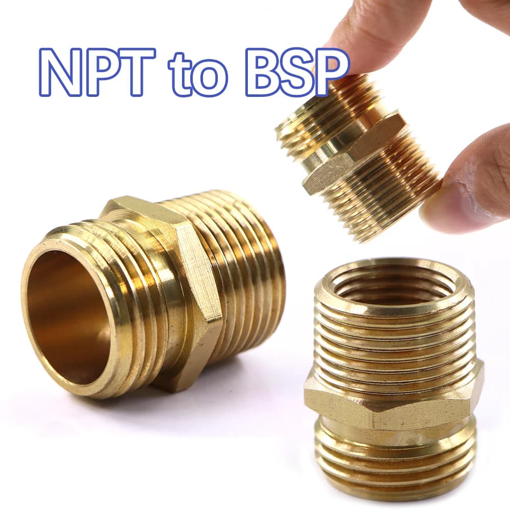3/4" NPT brass hexagonal head adapter to BSP male threading fitting for garden irrigation connect coupling repair joint for extension for copper pipes