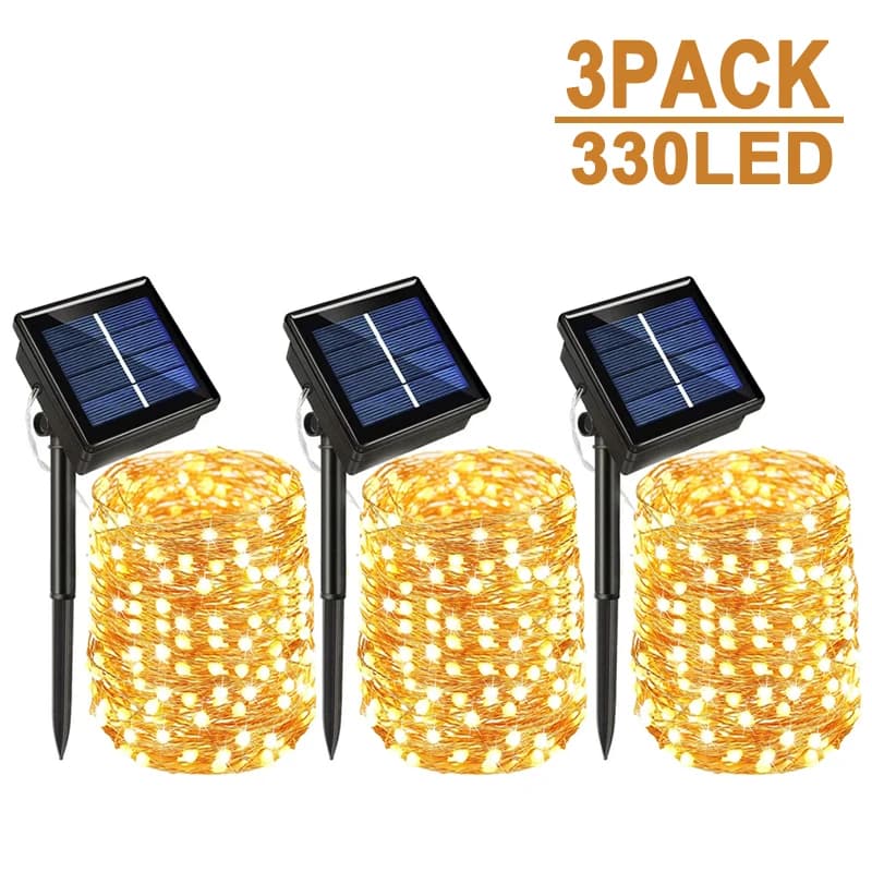 Outdoor LED Solar Fairy String Lights Waterproof Garden Decoration Garland 8Modes Copper Wire Light For Street Patio Christmas