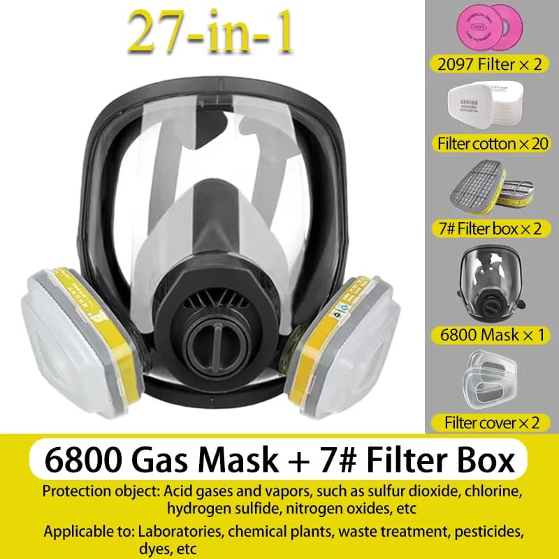 Respiratore integrale 6800 - Maschera facciale riutilizzabile completa per gas/vanori acidi, ambienti chimici e polvere