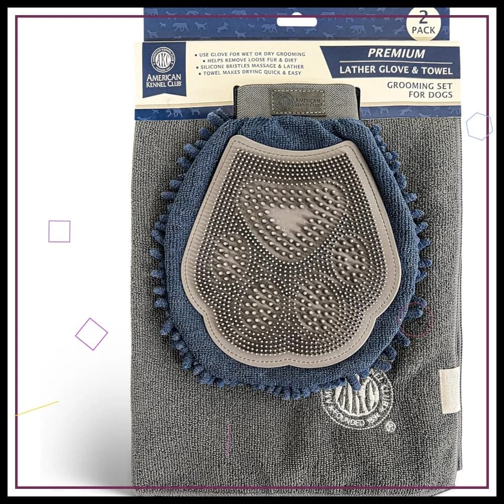 Guanto per toelettatura animali a doppia faccia con setole in silicone e asciugamano ad asciugatura rapida – 2 in 1 per il bagno, la spazzolatura e la rimozione del pelo in eccesso