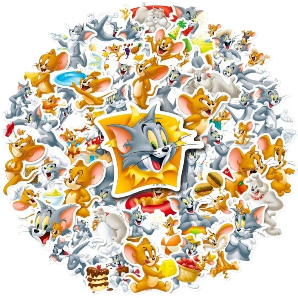 Genuino 50 pezzi Tom e Jerry adesivi cartoni animati telefono chitarra laptop notebook valigia tazza decalcomanie impermeabili ragazze giocattoli regali