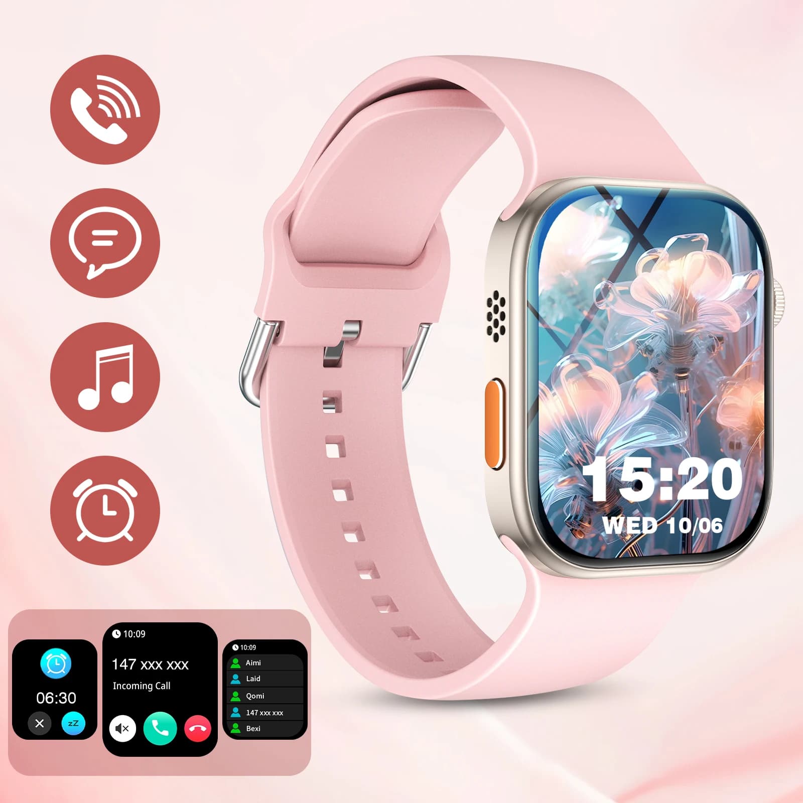Multi-function smart watch, wireless calls, reminder messages, multi-sport mode, multi-app reminder, suitable for men/women