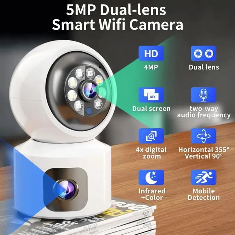 4MP UHD Eseecloud/Yoosee/iCsee/V380 APP Dual Lens Wireless PTZ IP Dome Camera AI Rilevamento umanoide Sicurezza CCTV Baby Monitor