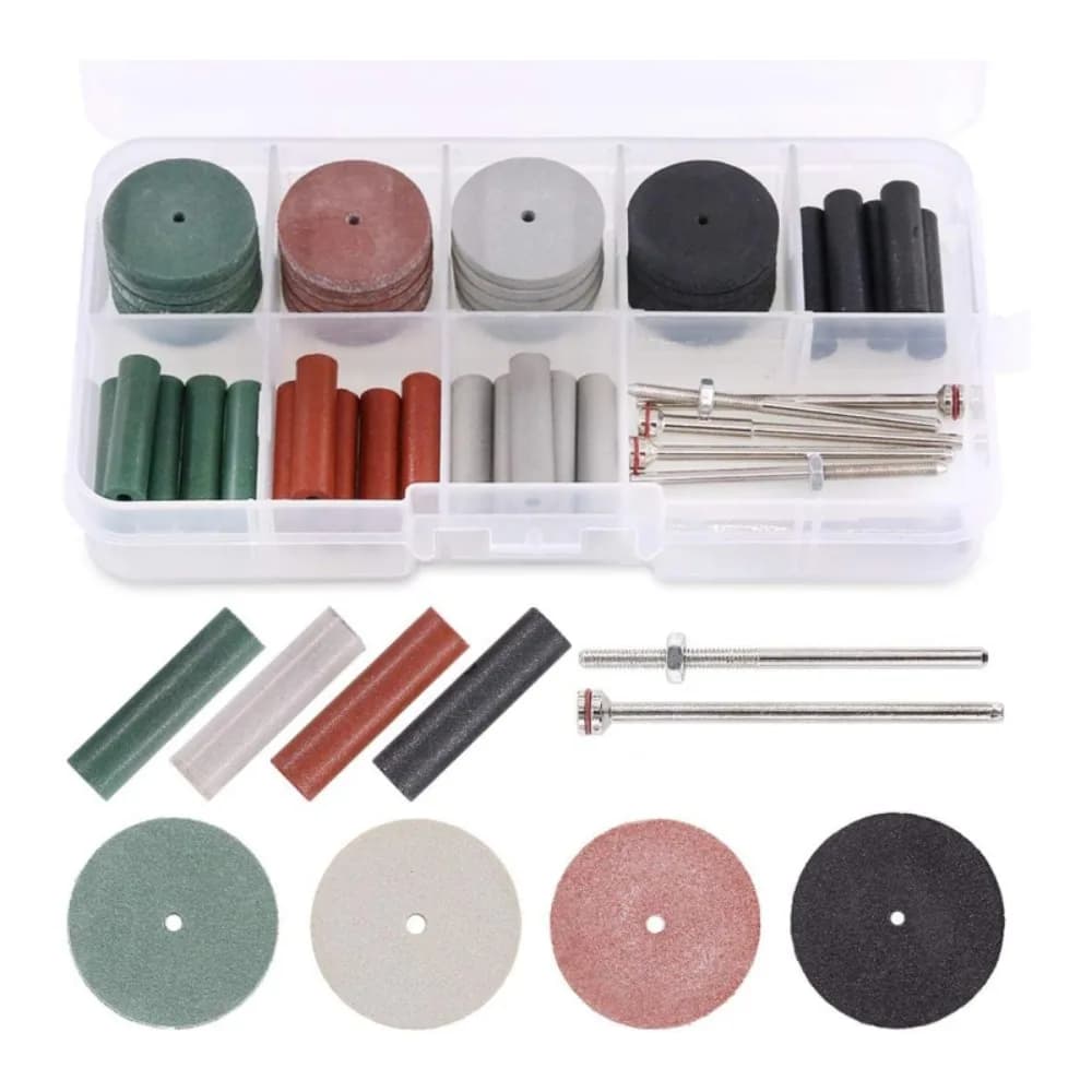 Kit di ruote per lucidatura da 42 pezzi 40 pezzi Ruote per lucidatura in gomma siliconica per bellezza da laboratorio 2 gambo a mandrino per utensile rotante per pezzi manuali