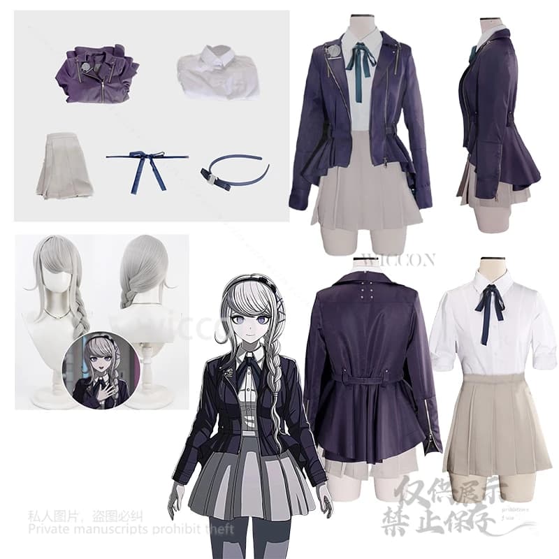 HUNDRED Cos LINE -Last Defense Cosplay Costume Academy- Kirifuji Nozomi JK Uniform Coat Gonna Shirt Dress Wig Halloween party