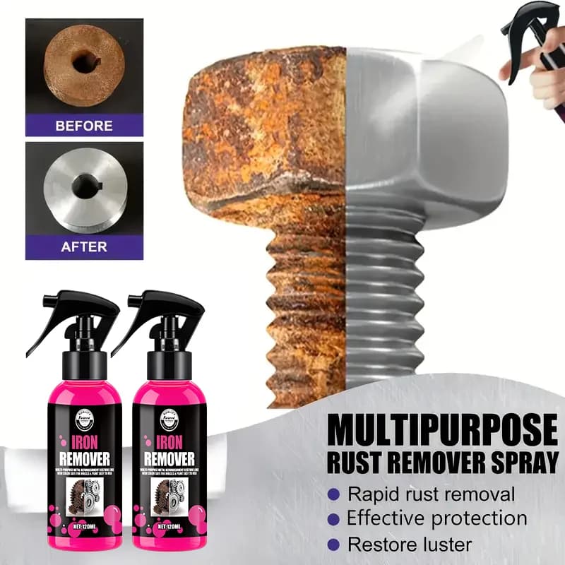 Spray antiruggine multiuso - 120 ml, eliminatore di ossidazione del ferro ad azione rapida, ripristina la lucentezza, sicuro su varie superfici