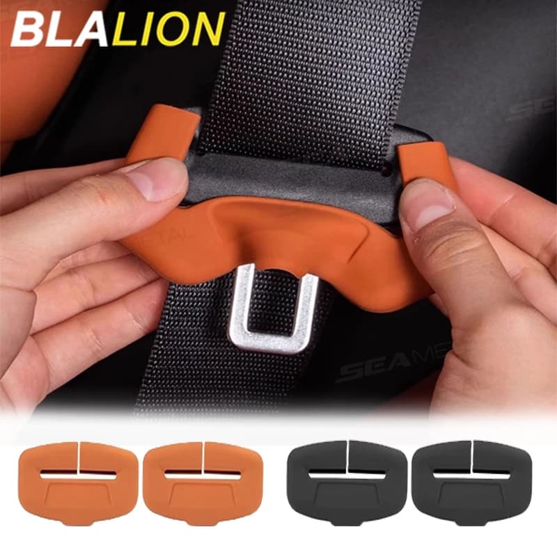 BLALION 2 pieces cover buckle safety belt scratch-resistant rubber cover for car seat buckle protection clip universal protection cover for sedan SUV