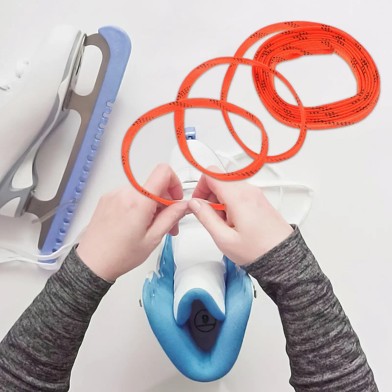 1 Paio di Lacci Cerati Piatti per Pattini da Hockey, Lacci per Pattinaggio su Ghiaccio, Accessori per Pattini a Rotelle, Lacci per Pattinaggio Artistico, Resistenti all'Usura in Poliestere
