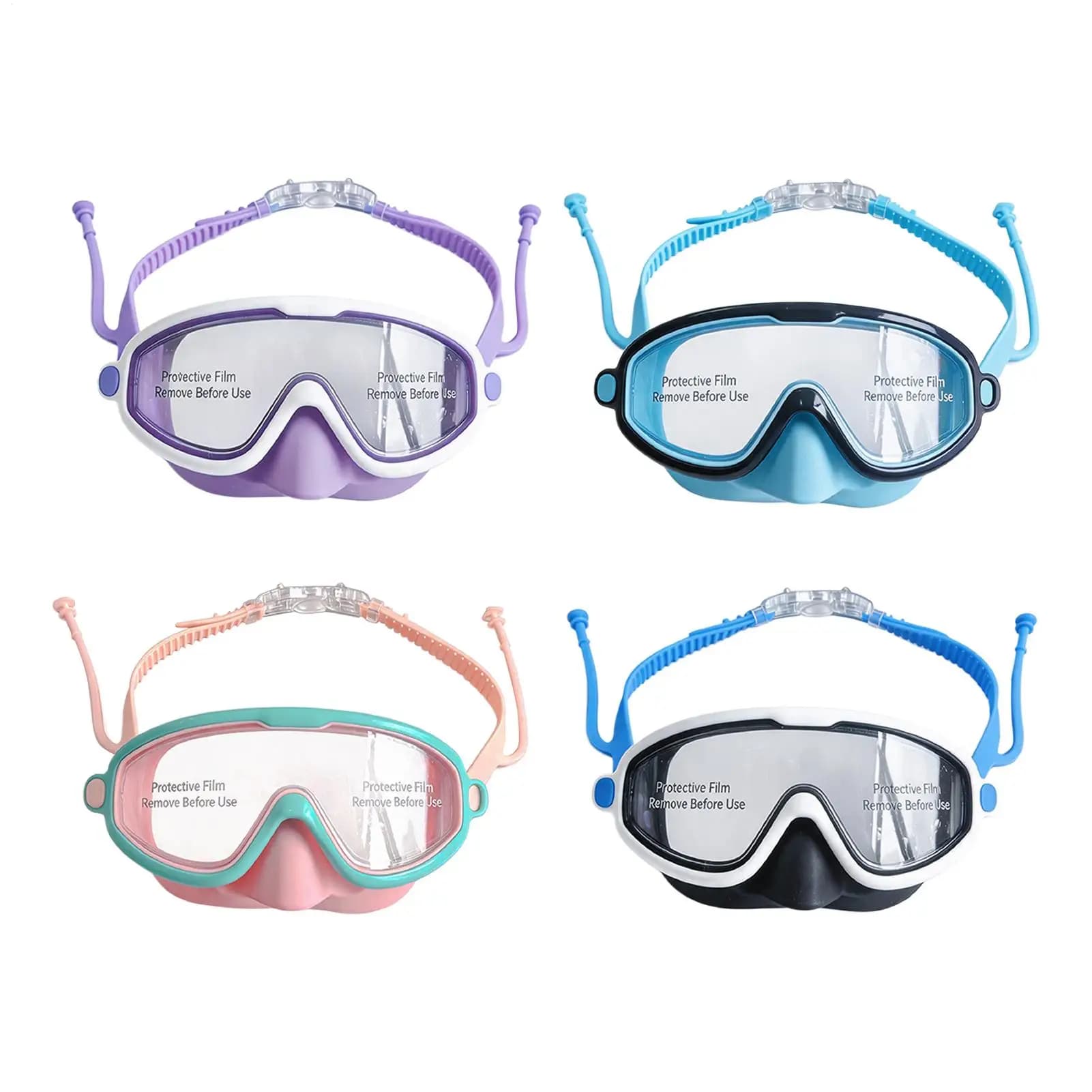 Kids Swimming Goggles with Nose Cover Anti-fog Waterproof Swim eyewear Anti-Leak Diving Mask For Boys Girls Children
