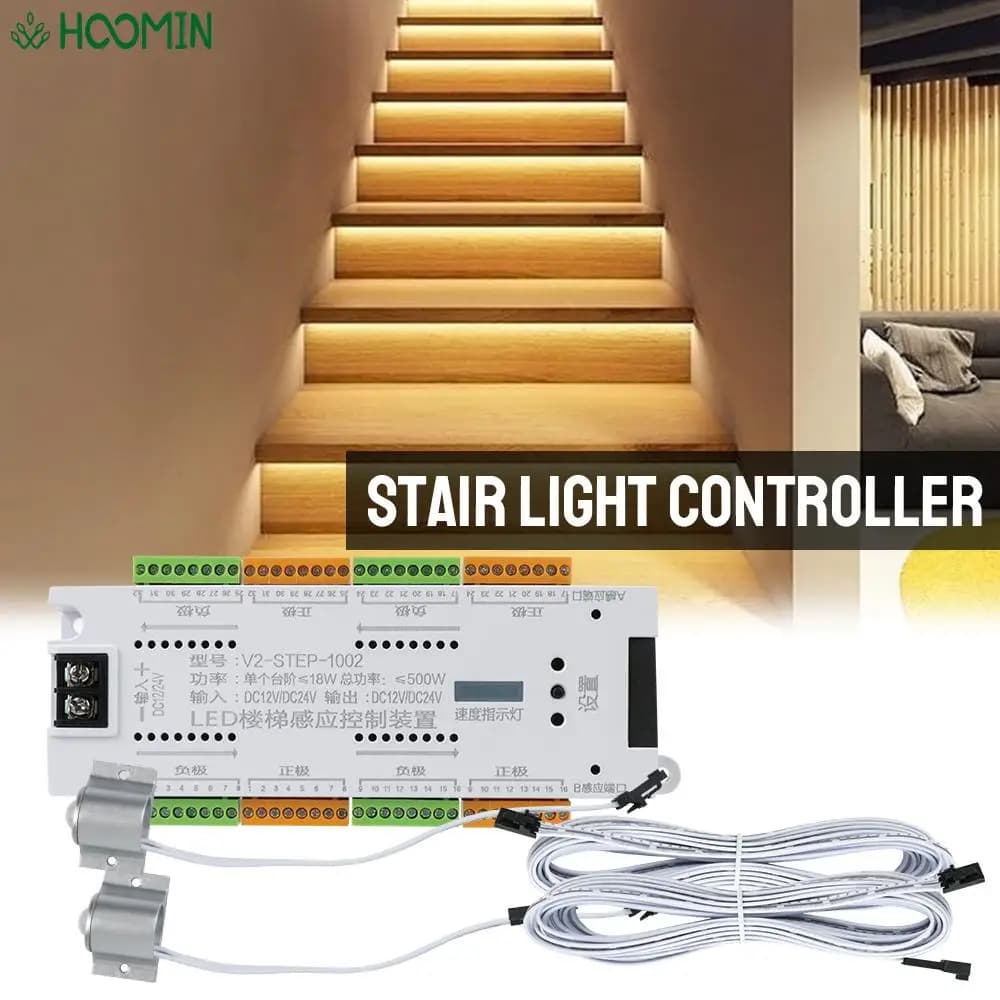 Illuminazione scale Sensore di movimento a LED Kit controller automatico luce scale DC 12V 24V 32 canali per scale Striscia flessibile