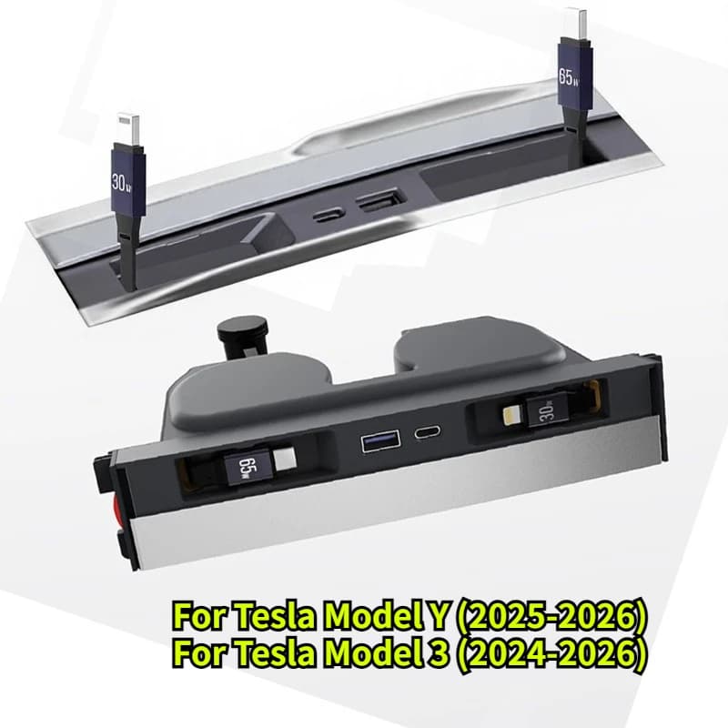 Phone Charger Fast Charging Docking Station For Tesla Model Y Juniper 2026 Model 3 Highland Retractable Center Console USB Hub