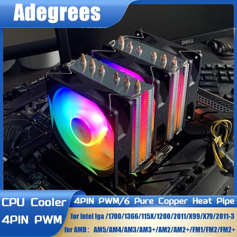 X99 CPU Air Cooler 6 tubi di calore 4PIN PC Processore RGB Radiatore per Intel LGA 2011 1700 X79 X99 1150 1151 1155 1156 AM5 AM4 AM3