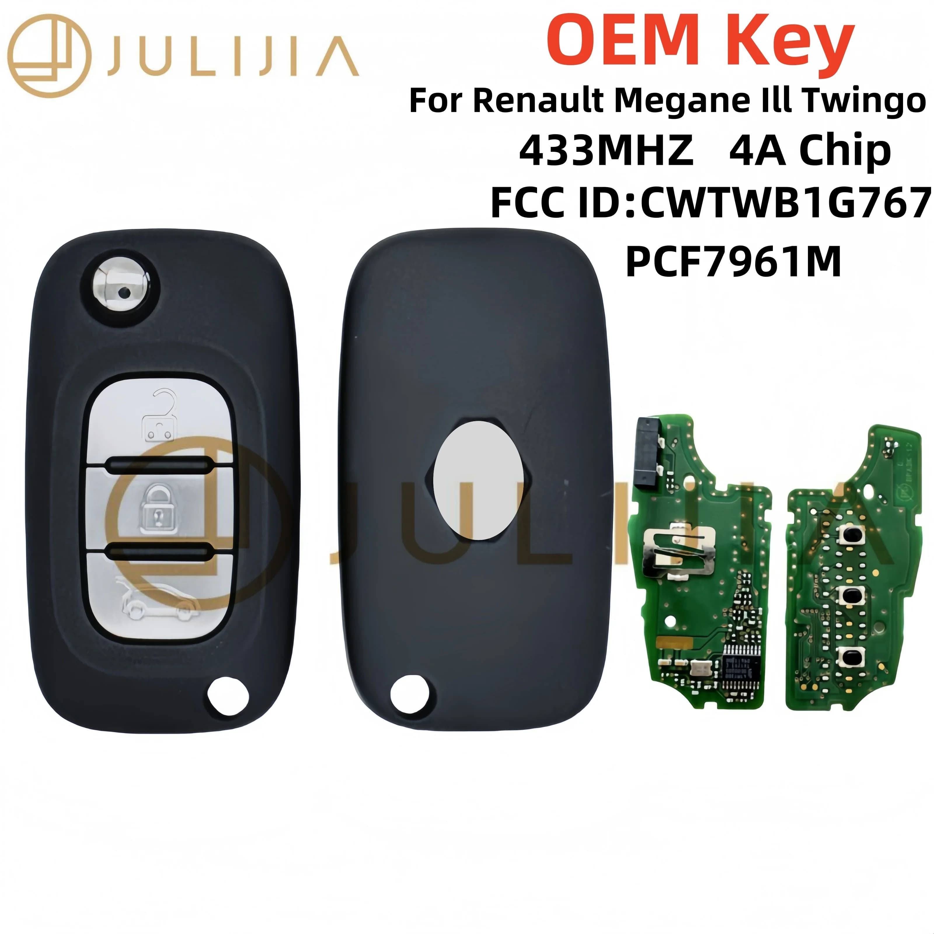 Originale 4A CHIP PCF7961 Per Il 2012 - 2016 Renault Megane III Twingo Duster Flip Chiave A Distanza Smart Car Fob CWTWB1G767