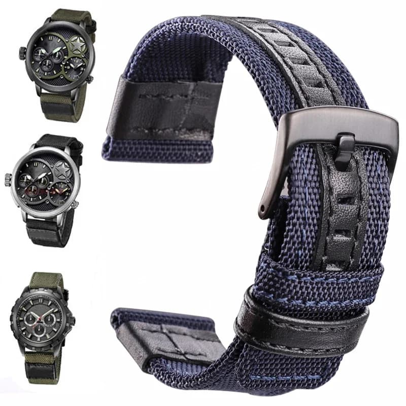 Men's Sports Strap Nylon Sport Strap 20mm 22mm 24mm Black Green Coffee Strap Stainless Steel Buckle Accessories
