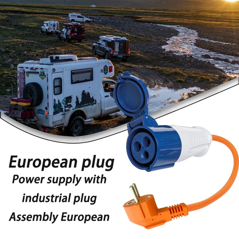 Cavo di Conversione per Connessione Elettrica Principale per Caravan, Adattatore Presa EU/UK 16A, Spina a Tre Poli 240V per Camper