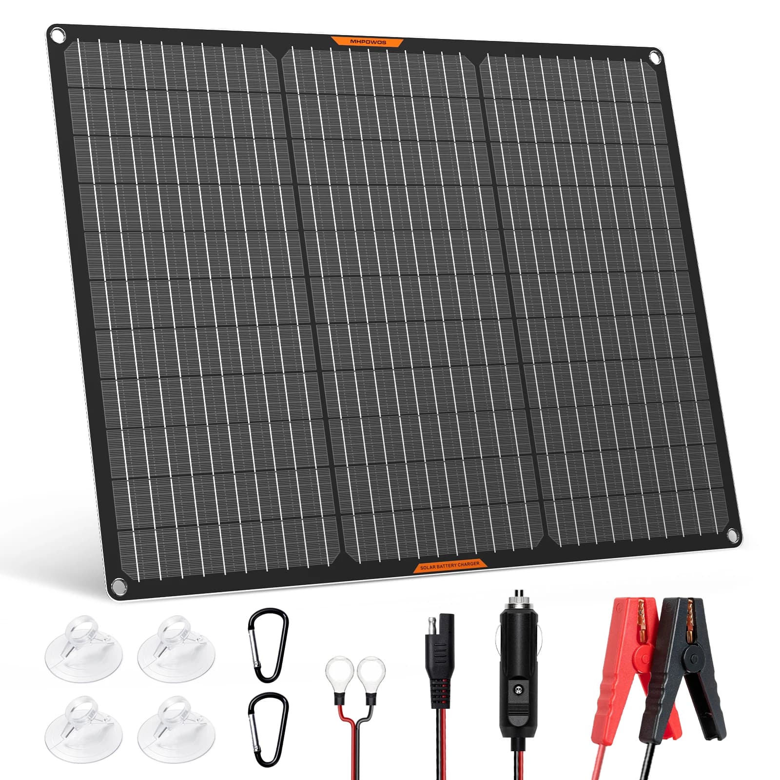 MHPOWOS Kit pannello solare 50W 12V Manutentore caricatore di mantenimento batteria solare + Controller di aggiornamento per Barca Auto RV Moto Marine