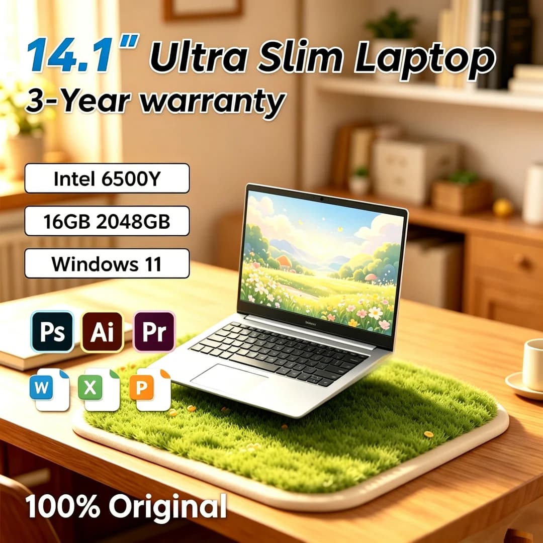 Ingenioso Laptop Portatile Ultraleggero 2026 da 14.1 Pollici Intel 6500Y 32GB RAM 2TB SSD 5000mAh Windows 11 Sblocco con Impronta Digitale Elegante