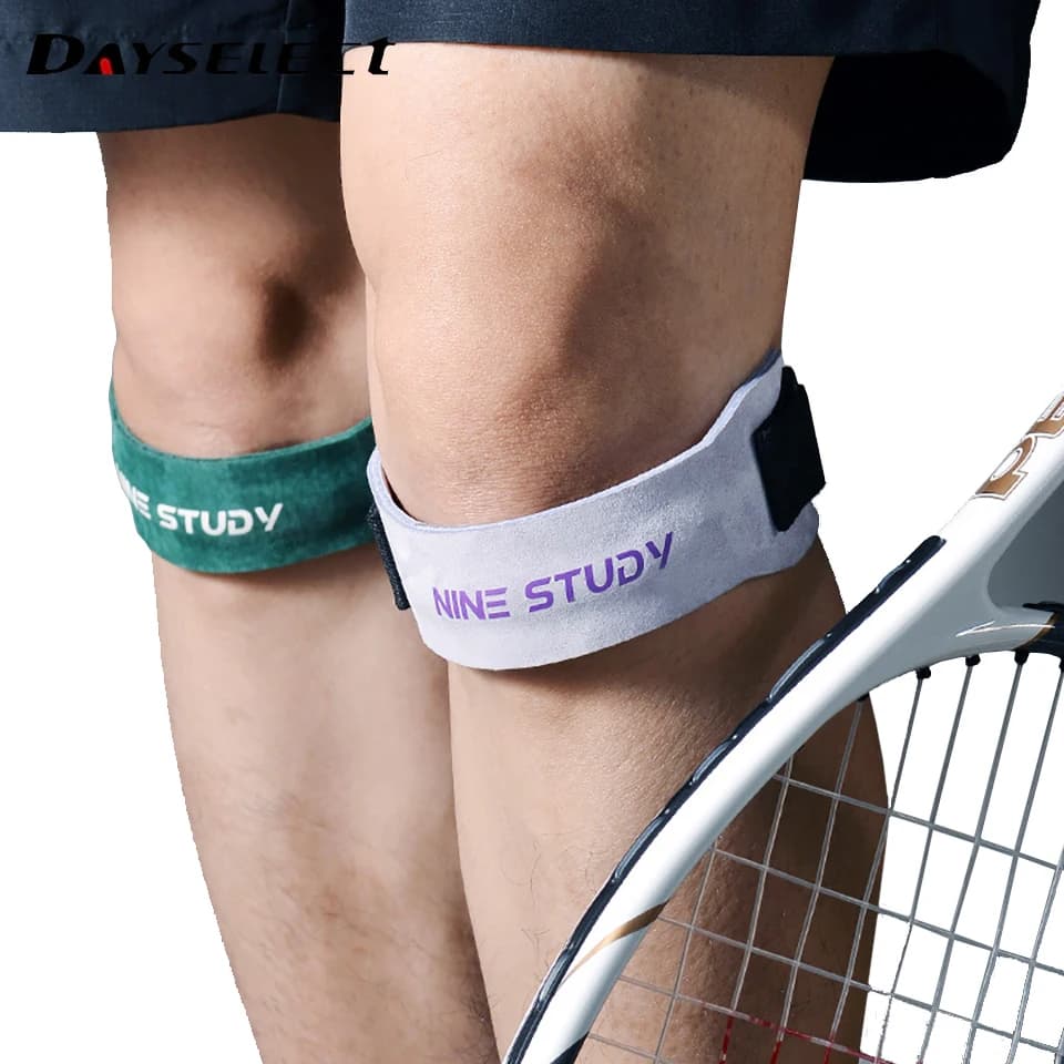 1 pezzo di cinturino per tendine rotuleo in pelle regolabile, supporto per ginocchiera, protezione professionale, ginocchiera sportiva con cintura