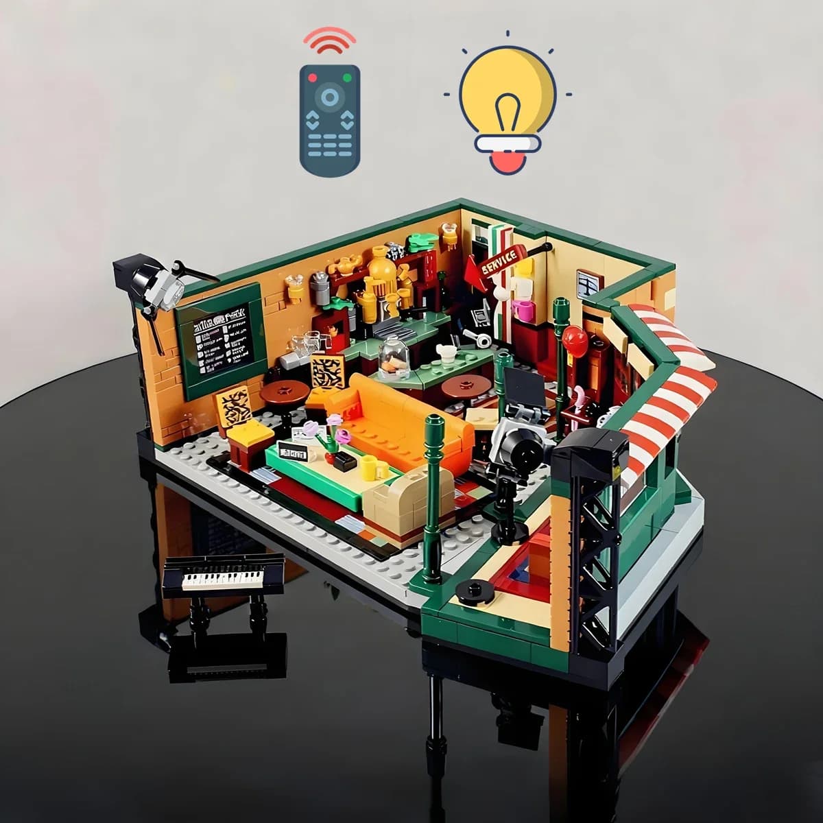 Central City Appartamento Cafe Friends House Famiglia LED Classic Light Room MOC-Streetview Modello Building Block Mattoni Giocattolo Regalo
