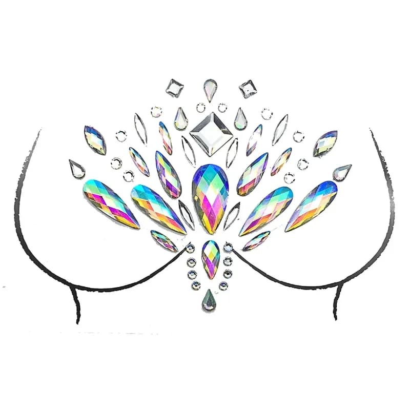 Adesivi temporanei per tatuaggi finti per donne gioielli in cristallo con diamanti sul petto decorazioni per il viso adesivo con strass ombretto Glitter Eyes