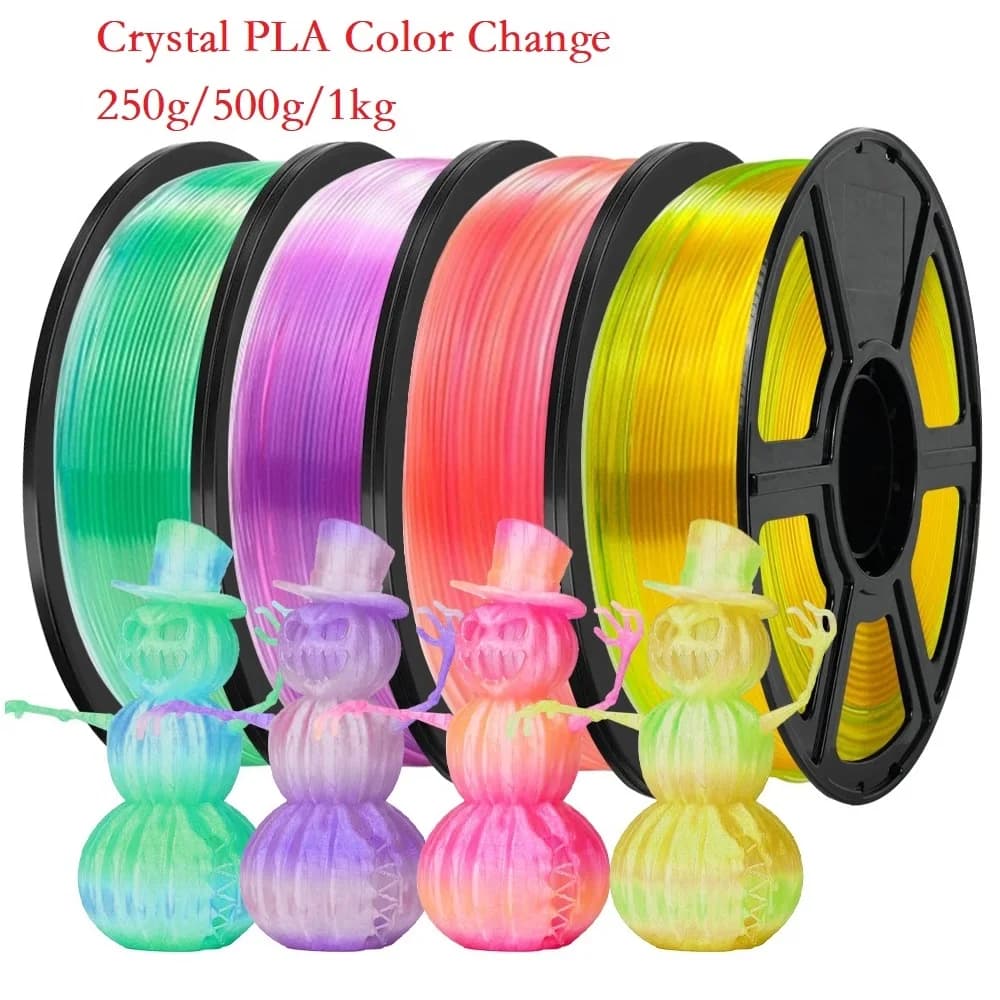 Filament PLA Crystalline Change Color 1.75mm 1kg/500g/250g/200g Filament for 3D Printer PLA Retardant Translucent Green Blue Yellow